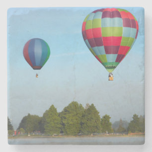 Dessous-de-verre En Pierre Ballons à air chaud au-dessus d'un lac,  NZ