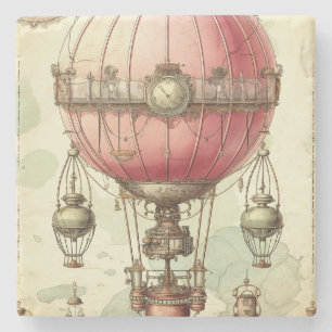 Dessous-de-verre En Pierre Balloon à air chaud rose vapeur vintage (2)