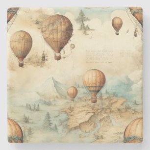 Dessous-de-verre En Pierre Balloon vintage à air chaud dans un paysage serein