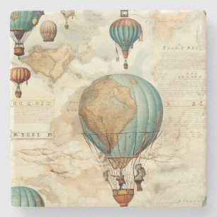 Dessous-de-verre En Pierre Balloon vintage à air chaud dans un paysage serein