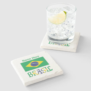 Dessous-de-verre En Pierre Bandeira do Brasil e Brasil Personnalisé