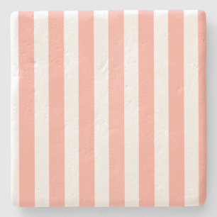 Dessous-de-verre En Pierre Bandes de bonbons corail et blanc