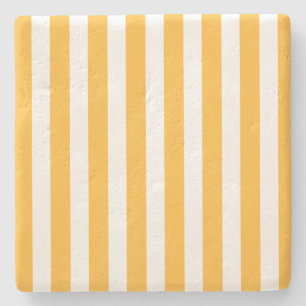 Dessous-de-verre En Pierre Bandes de bonbons jaune et blanc ensoleillé