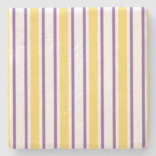 Dessous-de-verre En Pierre Bandes de bonbons jaunes, violets et blancs