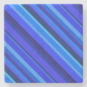 Dessous-de-verre En Pierre Bandes diagonales bleues