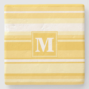 Dessous-de-verre En Pierre Bandes jaunes monogrammes