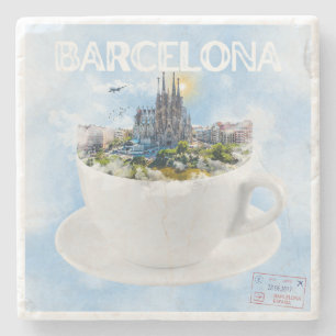 Dessous-de-verre En Pierre Barcelone dans un Teacup - Sagrada Familia Skyline