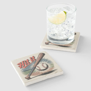 Dessous-de-verre En Pierre Baseball vintage "Hit It" Sports rétro