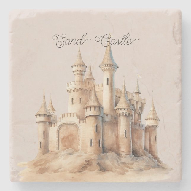 Dessous-de-verre En Pierre Beach Cream Sand Castle (Devant)