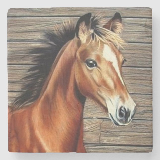 Dessous-de-verre En Pierre Beau Cheval Art (Devant)