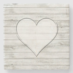 Dessous-de-verre En Pierre Beau coeur en bois rustique de texture