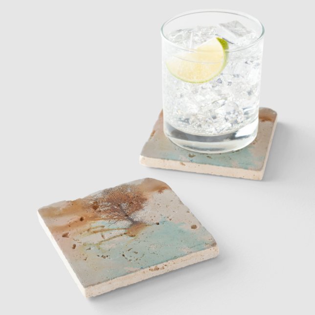Dessous-de-verre En Pierre Beau Paysage Arbre Art (Côté)