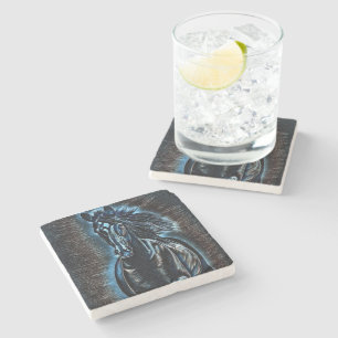 Dessous-de-verre En Pierre Beauté occidentale Wild Mustang Blue Tones