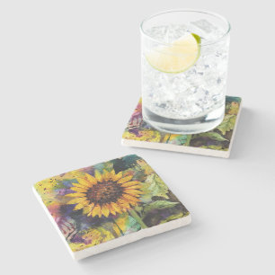 Dessous-de-verre En Pierre Beaux Tournesols En Aquarelle