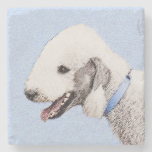 Dessous-de-verre En Pierre Bedlington Terrier Peinture - Art Chien original