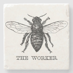 Dessous-de-verre En Pierre Bee Worker Honey Black Bumblebee