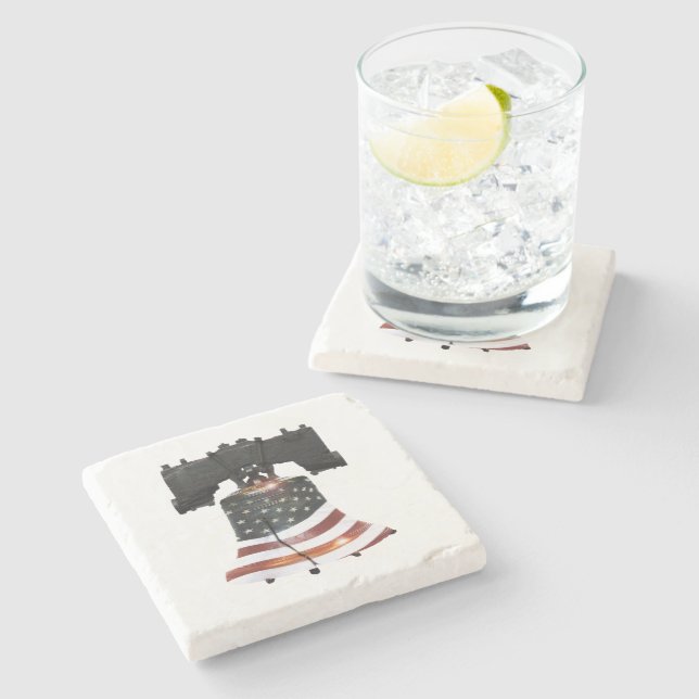 Dessous-de-verre En Pierre Bell Liberty avec drapeau américain (Côté)