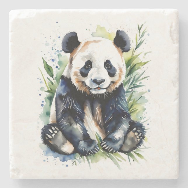 Dessous-de-verre En Pierre Belle aquarelle Panda Bear (Devant)