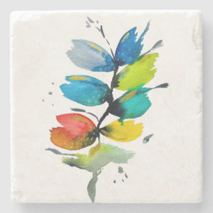 Dessous-de-verre En Pierre Belle fleur d'aquarelle florale colorée