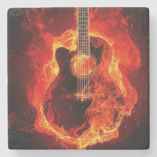 Dessous-de-verre En Pierre Belle image de guitare flamboyante