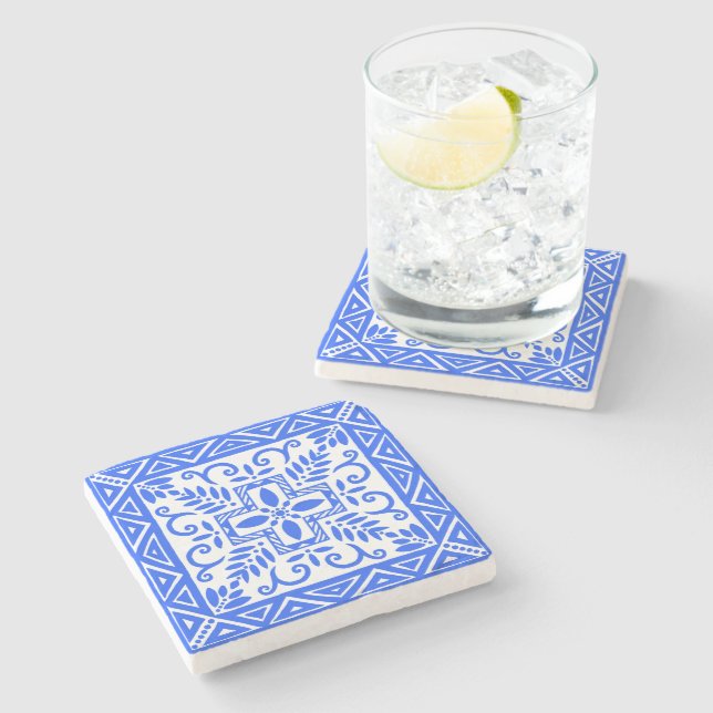 Dessous-de-verre En Pierre Belle Trivet Carrelage Bleu (Côté)