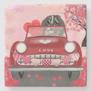 Dessous-de-verre En Pierre Bernois Mountain Driving Car avec Coeurs Valentine