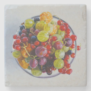 Dessous-de-verre En Pierre Berries d'été de l'hyperréalisme peinture à l'huil