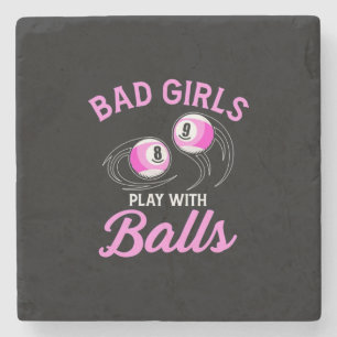 Dessous-de-verre En Pierre Billard Snooker Girls Jouer Avec Billiard Balls