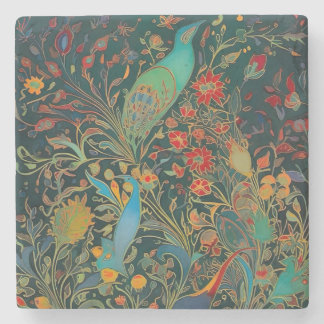Dessous-de-verre En Pierre Birds Floral Botanical Decor Multicolor Peacock