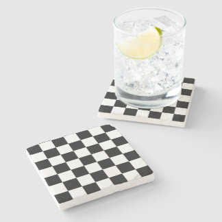 Dessous-de-verre En Pierre Black Checkboard Pattern