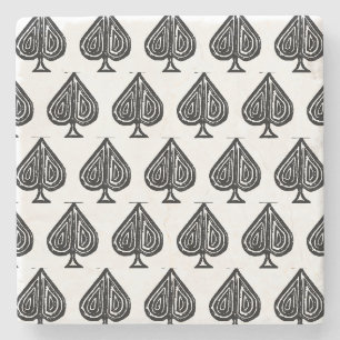 Dessous-de-verre En Pierre Black Jouer Symbole de carte pique forme Lino coup