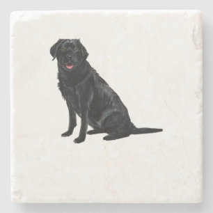 Dessous-de-verre En Pierre Black Lab Marble Boire Coasters - Nom de chien per