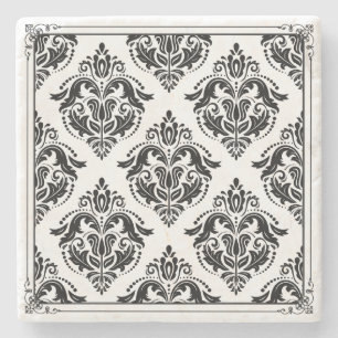 Dessous-de-verre En Pierre Black & White Vintage Damasks Vintage Frame