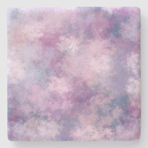 Dessous-de-verre En Pierre Bleu abstrait, lilas, peinture acrylique rose