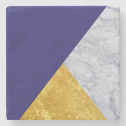 Dessous-de-verre En Pierre Bleu + Dessous de verre de marbre de pierre d'or
