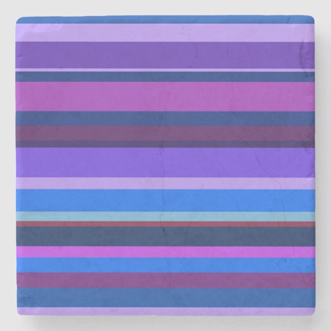Dessous-de-verre En Pierre Bleu et violet bandes horizontales (Devant)