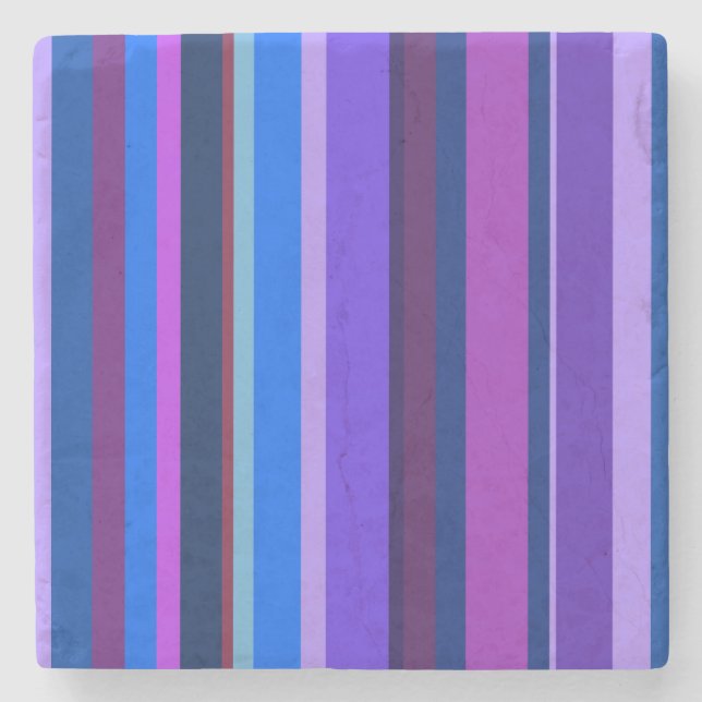 Dessous-de-verre En Pierre Bleu et violet bandes verticales (Devant)