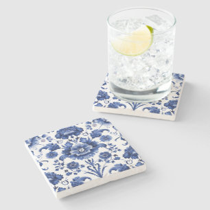 Dessous-de-verre En Pierre Bleu floral