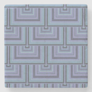 Dessous-de-verre En Pierre Bleu gris rayures carré motif