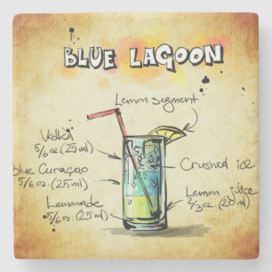 Dessous-de-verre En Pierre Bleu Lagoon Bartender Drink Recette