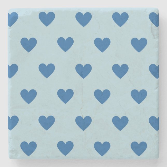 Dessous-de-verre En Pierre Bleu mignon simple Motif de coeur (Devant)