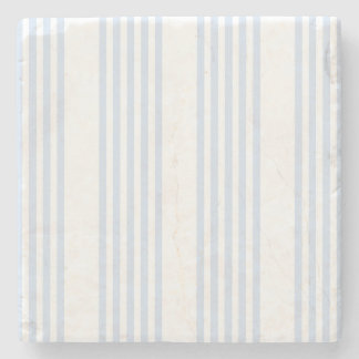 Dessous-de-verre En Pierre Bleu pâle et blanc cinq bandes motif