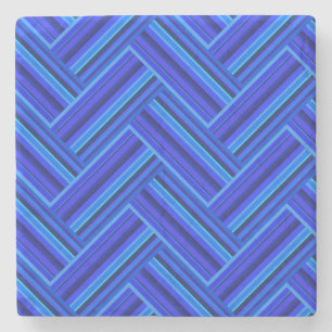 Dessous-de-verre En Pierre Bleu rayures double motif