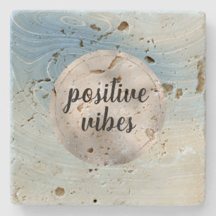 Dessous-de-verre En Pierre Bleu Silver Ombre