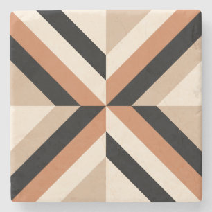 Dessous-de-verre En Pierre Bloc de couleur géométrique moderne Brown