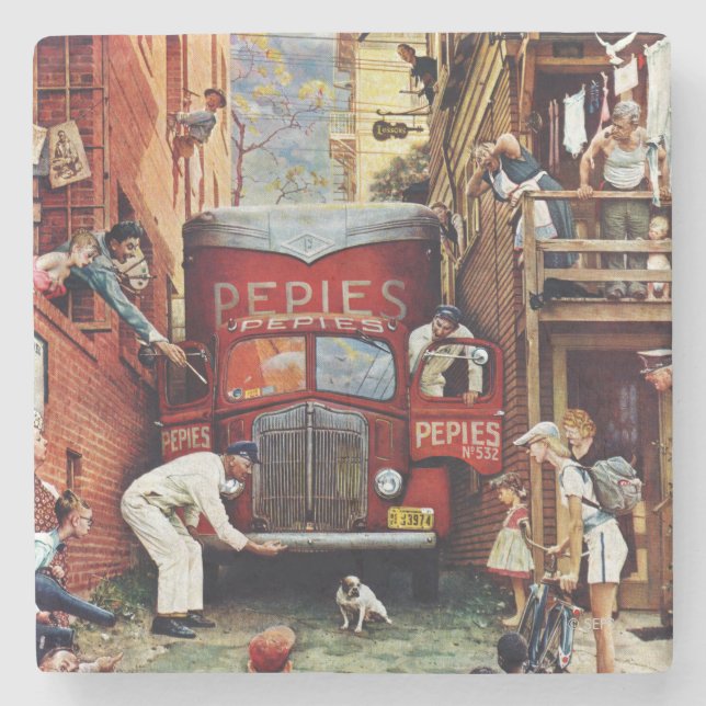 Dessous-de-verre En Pierre Bloc routier par Norman Rockwell (Devant)