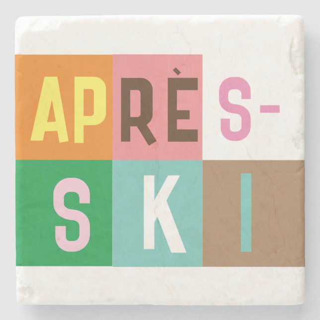 Dessous-de-verre En Pierre Blocs de couleur après ski (Devant)