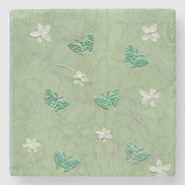 Dessous-de-verre En Pierre Blossoms et papillons (Devant)