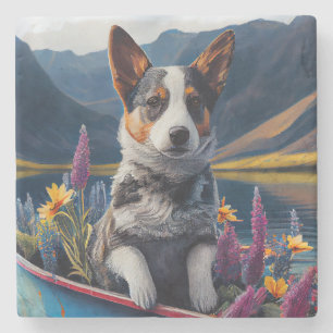 Dessous-de-verre En Pierre Blue Heeler sur une pagaie : une aventure Pittores
