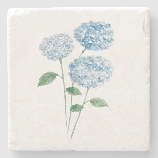Dessous-de-verre En Pierre Blue Hydrangea Flower Painting (Devant)